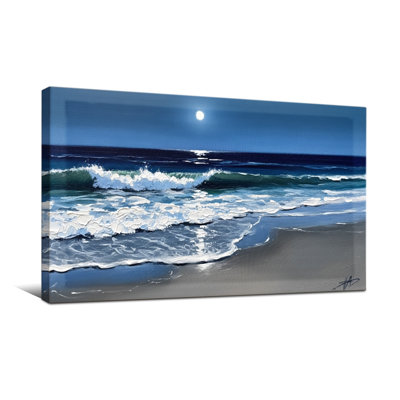 Nautical & Beach Moonlit Ocean Waves Beach Scene Art