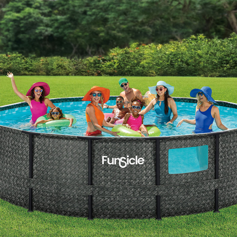 Plastic Round Frame Set Pool 48'' H x 192'' W x 192'' L , with Pump Included