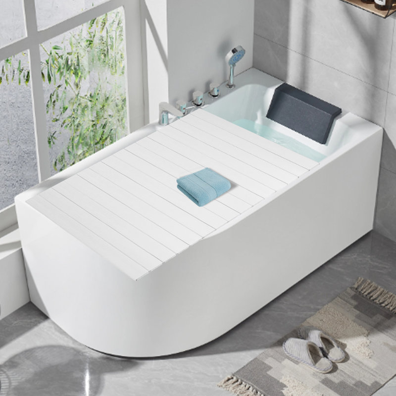 Couvercle de baignoire autoportant Stinec chiffre, H 0,26 po x l 63 po x P 31,5 po, Blanc