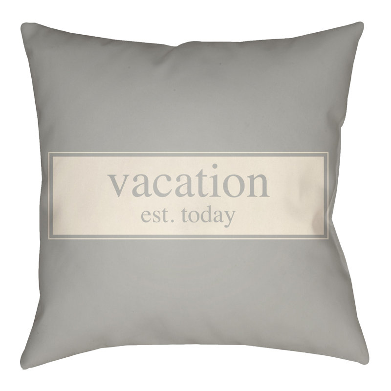 Litchfield Vacation Outdoor Reversible Throw Pillow, 16" H x 16" W, Bright Yellow/Ivory