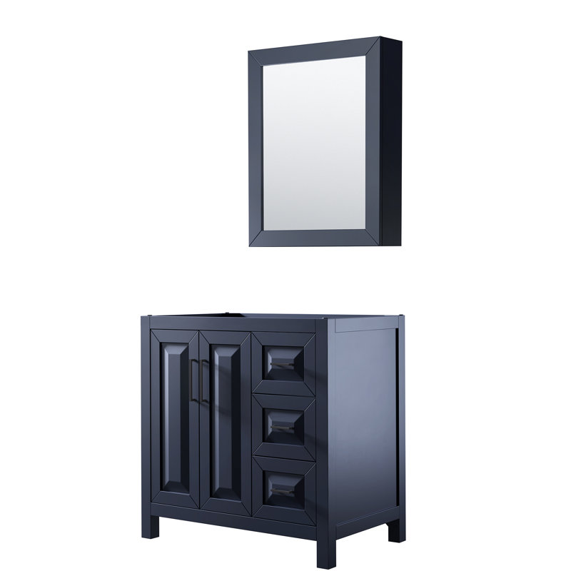 Daria 35'' W Single Bathroom Vanity Base, Dark Blue/Matte Black