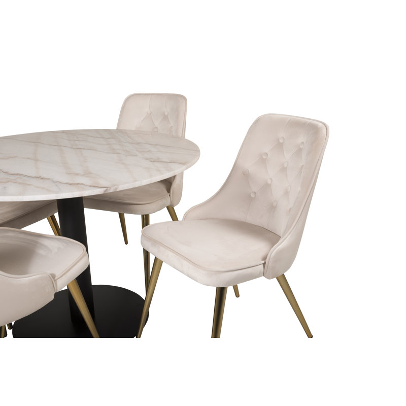 Scruggs 4 - Person Dining Set, White, Beige, Black