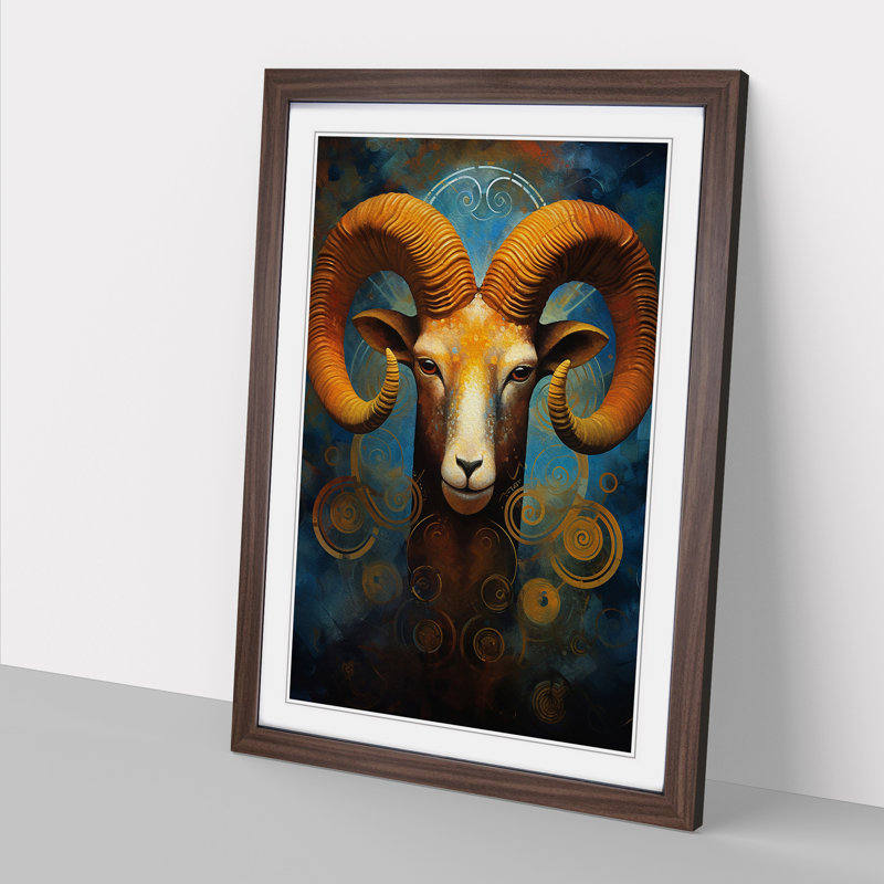 Aries Zodiac Modern No.2 - Framed Print, Walnut Framed, 46cm H x 34cm W x 2cm D
