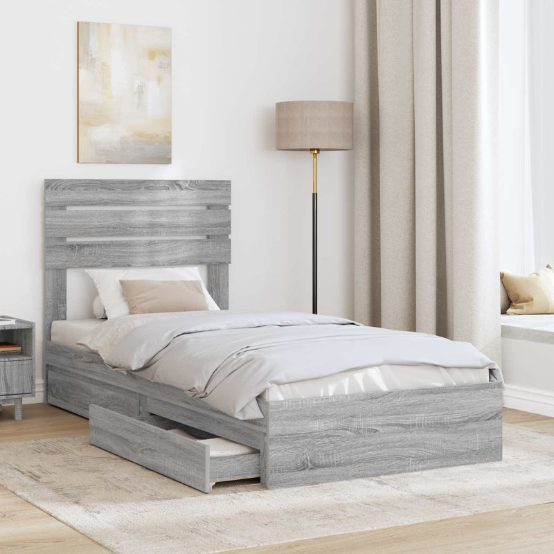 Bed Frame, Single (3'), Grey Sonoma