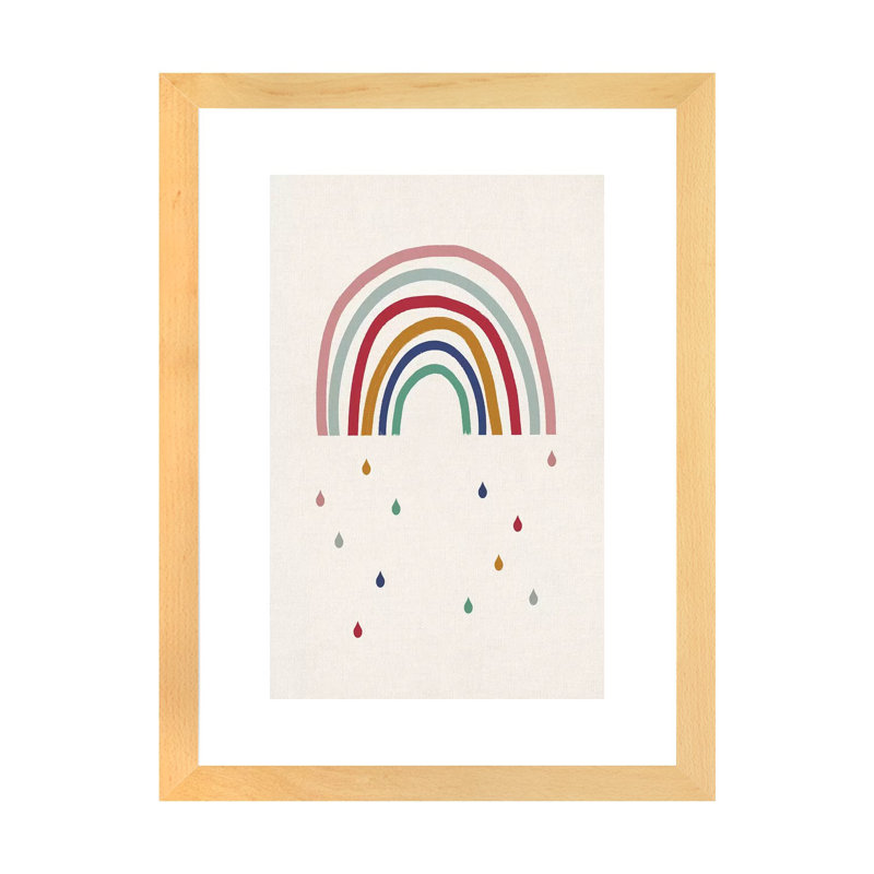 Décoration murale pleure arc-en-ciel pour enfants, H 24 po x l 16 po x P 1 po, Papier encadré naturel