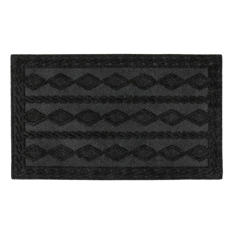 Non-Slip Geometric Outdoor Doormat, Charcoal, Rectangle W40 x L60 cm