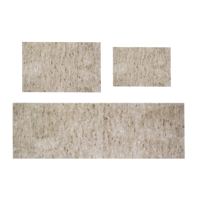 Cloud Comfort 100% Polyester Microfiber Bath Rug Set, Non Slip & Thick Plush Rugs for Shower-3Pc Set, Ivory