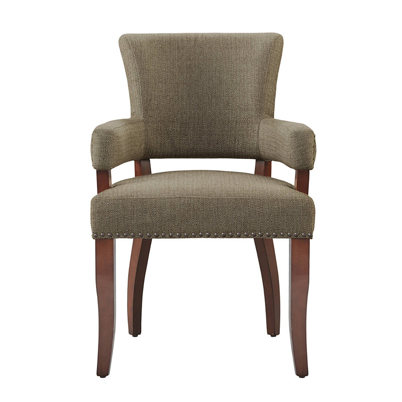 Dawson Upholstered Dining Chair with Padded Arm, Brown