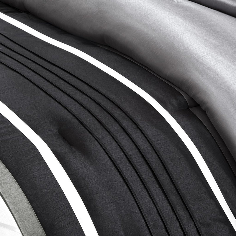 Édredon gris très grand 7 pièces, élégance subtile avec de la soie artificielle, Grey