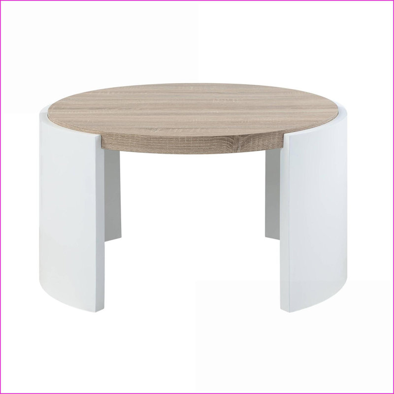 Chêne & amp; Table basse blanche moderne pour le salon - capacité de poids de 70 lb, plateau de table épais de 45 mm