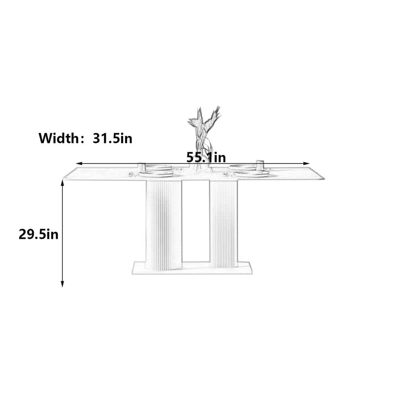 Modern  Rectangular Dining Table, 29.5"H x 55.1"L x 31.5"W