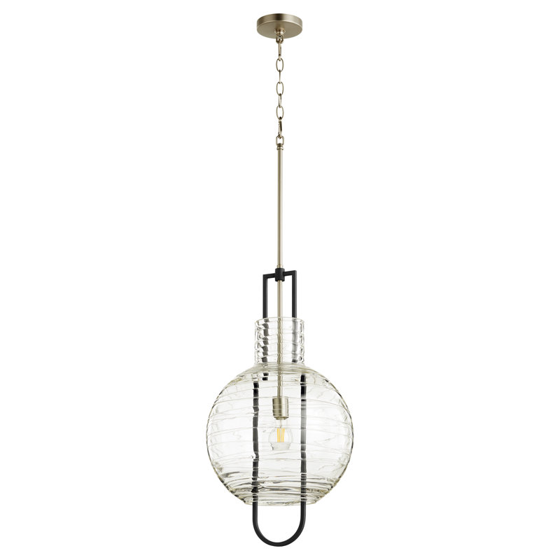 Dinah 1 - Light Single Pendant, Noir w/ Satin Nickel, 18.75" H x 9.5" W x 9.5" D