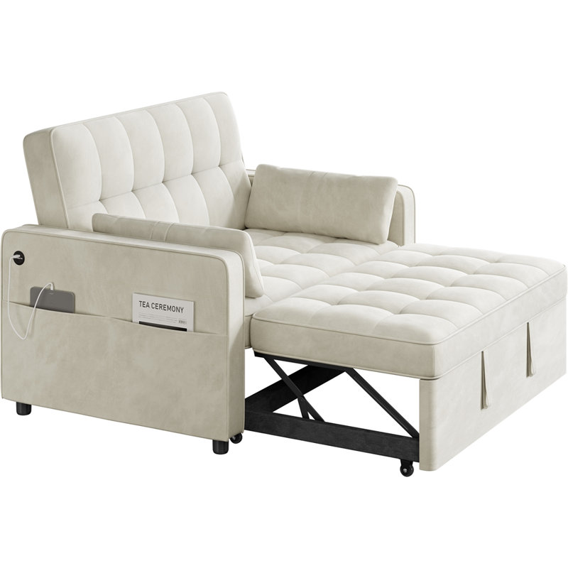 Canapé-lit convertible avec dossier réglable, Beige
