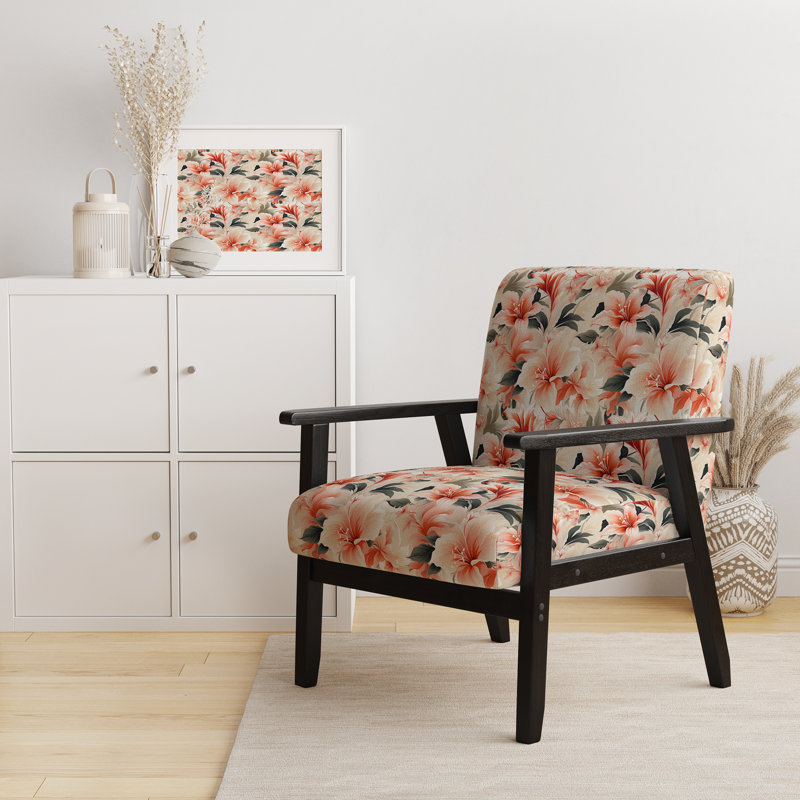 Fauteuil rembourré d'appoint tropical D, Motif tropical neutre délicat I