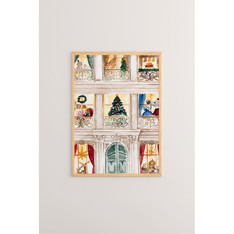 «Festive Christmas», peinture encadrée décorative de 13,0 po x 19,0 po | Cadre 100% bois massif (épaisseur: 0,8 pouce), œuvre d'art 100% MDF | Impression numérique pour des couleurs vives, décoration murale parfaite pour la maison et le bureau