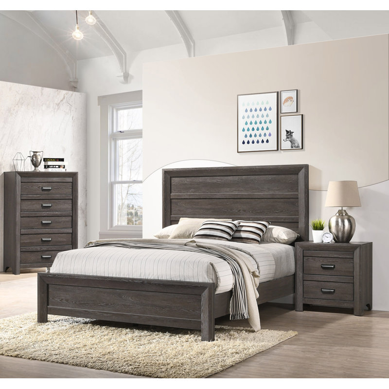 Mobilier de chambre rustique contemporain en bois flotté avec 1 tiroir 1 pièce, Gris / brun grisâtre