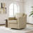 Bronnen Big And Wide Upholstered Cream Faux Leather Cushion Swivel Armchair with Removable Back and Seat Cushion-123470008