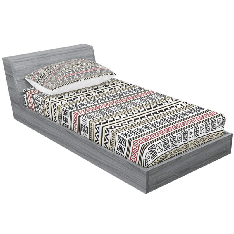 Microfiber Geometric Sheet Set, Twin Sheet Set with Fitted Sheet