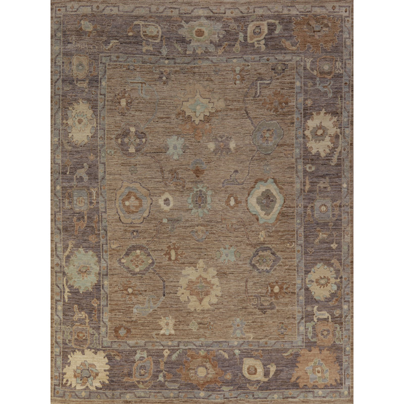 Vegetable Dye Brown Oushak Turkish Area Rug