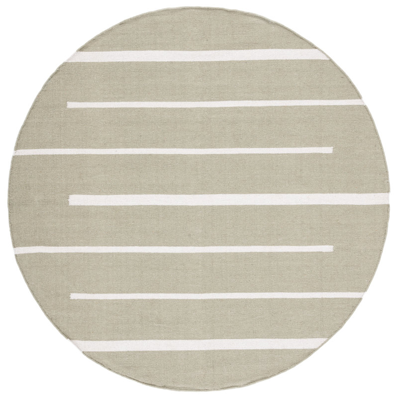 Estis Hand Woven Cotton Striped Rug, Round 6'