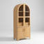 Grand garde-manger arqué avec portes vitrées et tiroir caché, armoire de rangement de style campagnard avec tablettes réglables pour l'organisation de la cuisine, de la salle à manger et du salon