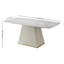 Table de salle à manger en pierre de 71 pouces de couleur blanche Carrara avec base à piédestal rayé