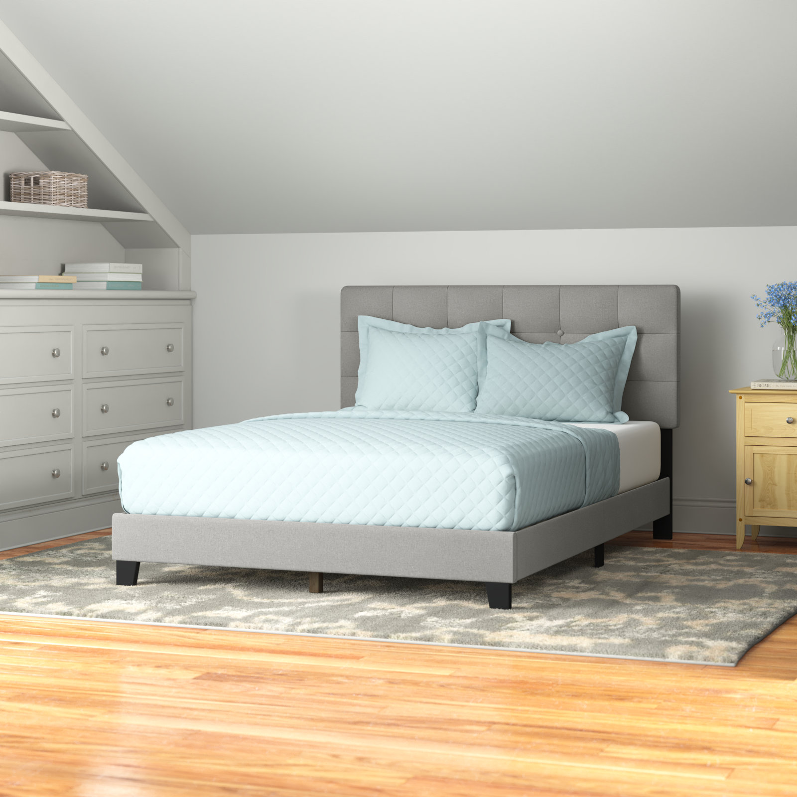 Abdiel Tufted Upholstered Low Profile Platform Bed Andover Mills Color Warm Gray Size King