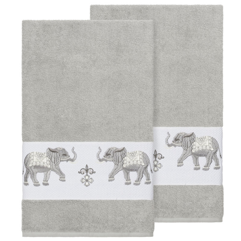 Ensemble de serviettes de bain en coton turc 2 pièces Quinn, Gris clair