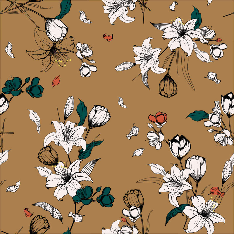 Floral Tile, 2.08' W x 10.42' L