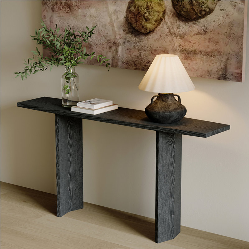 Table de véranda entièrement en bois massif de style français., H 29,5 po x l 47,2 po x P 13,7 po, Noir