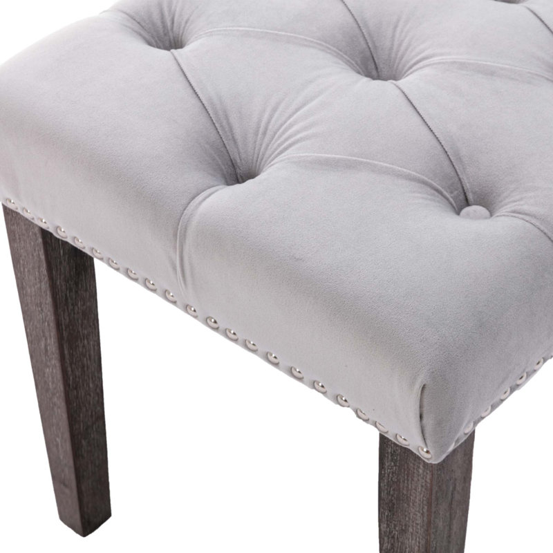 Upholstered Tufted Bench, Gray, Light Gray