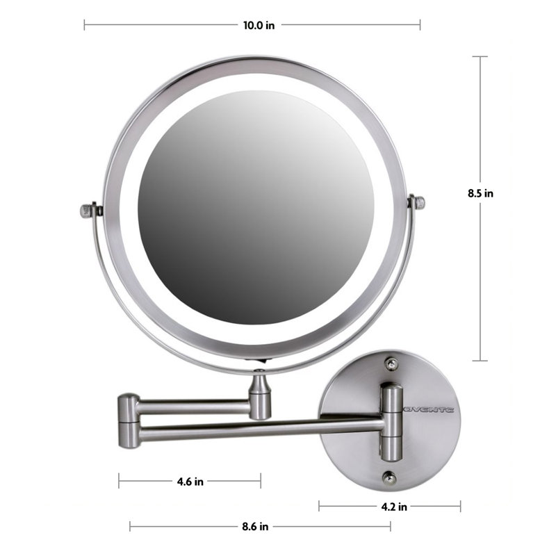Nickel Brushed LED Wall Mounted Magnifying Makeup Mirror