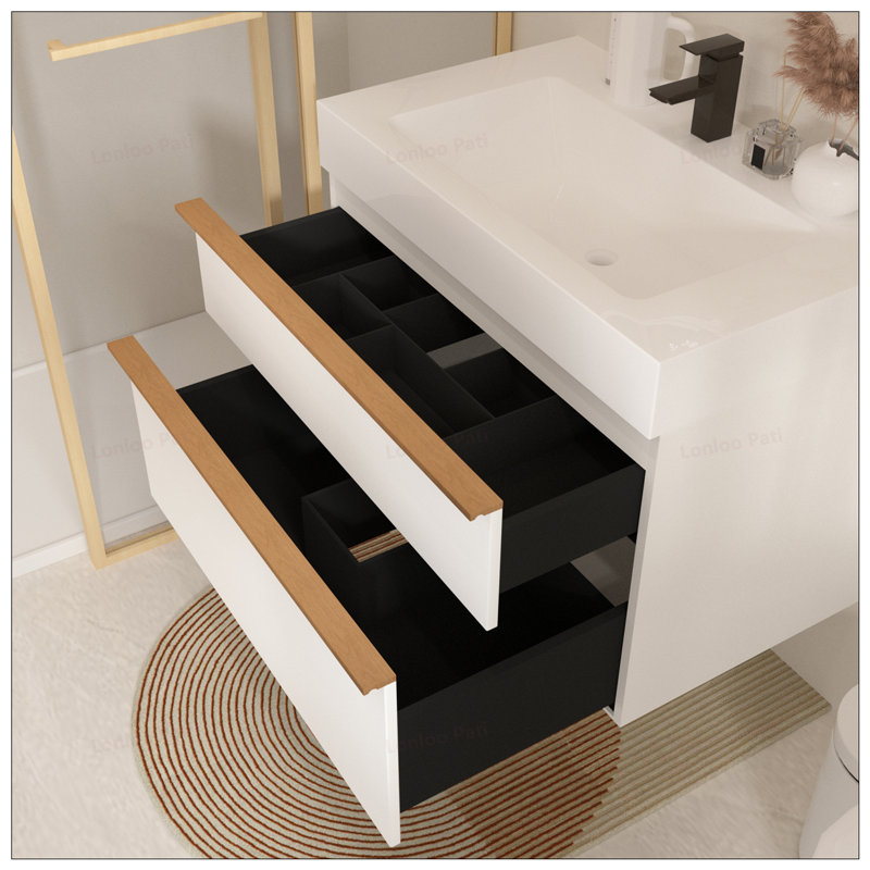 Meuble-lavabo flottant 36 po avec lavabo intégré, Blanc, 36"