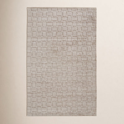 Shanta Beige Hand-Woven Geometric Viscose Rug