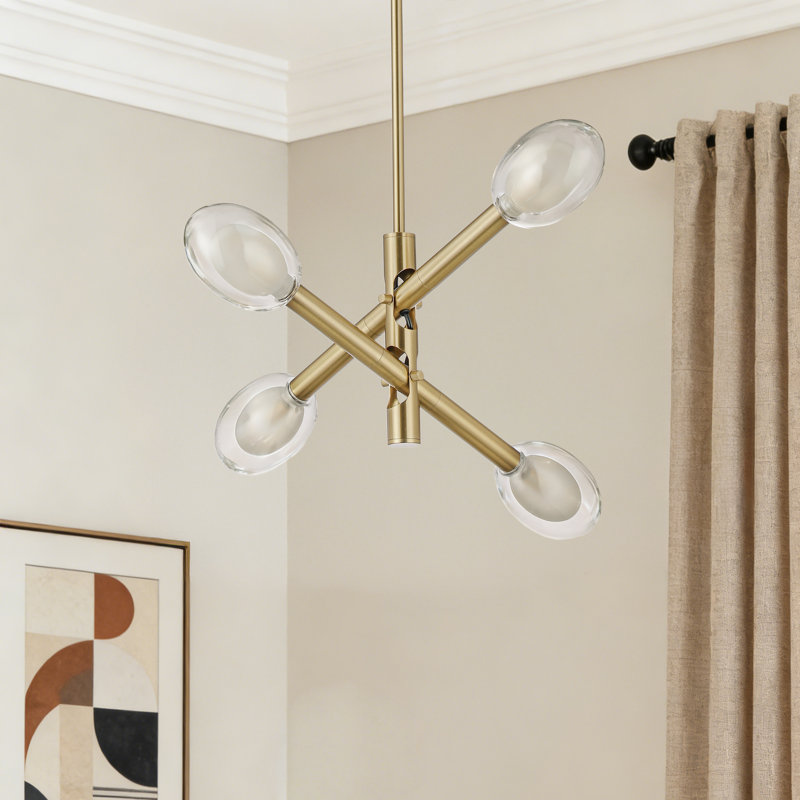 Luminaire suspendu en laiton antique à 4 lumières réglables Chiedu, Laiton antique, Quatre lumières