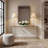Rounded Corner Floating Metal Wall Mirror with Accent Tabs