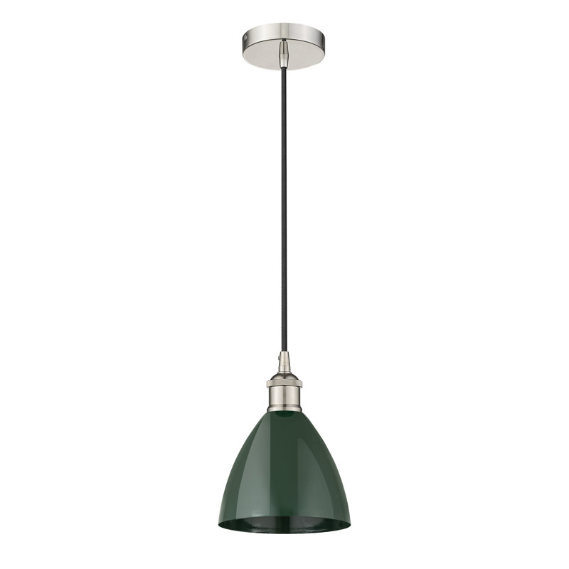 Luminaire suspendu simple à 1 lumière Schiavone, Vert, Nickel poli