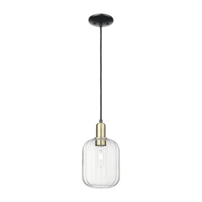Downtown Urban - Preston - Mini-luminaire suspendu à abat-jour sphérique 7 po 1 lumière Preston - Finition nickel brossé satiné - Abat-jour transparent