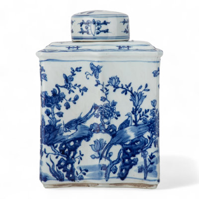 Blue and White Square Jar