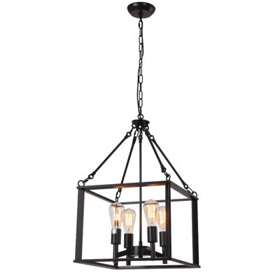 Lanterne de style campagnard carré avec 4 lumières Olya