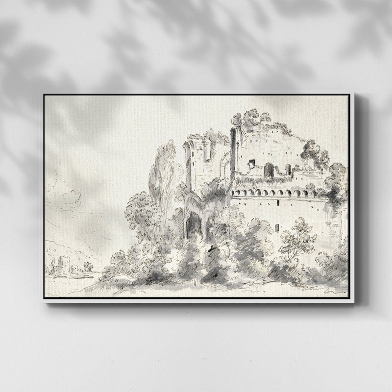 Paysage rétro CDXV - reproduction encadrée sur toile, Blanc, H 27 po x l 41 po