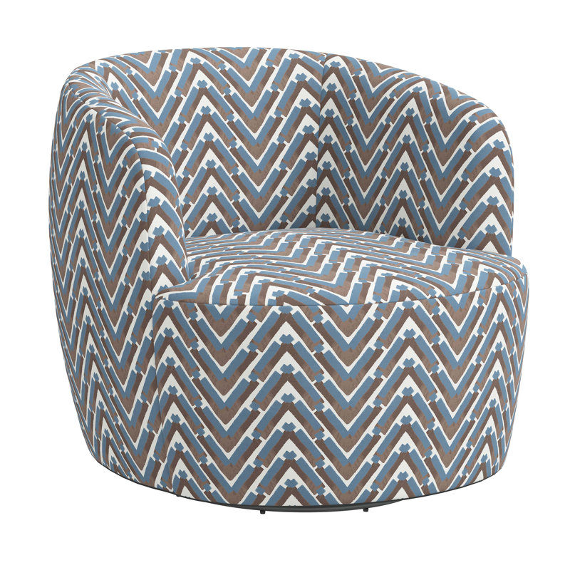Fauteuil demi-tonneau pivotant Mina, Chevron océan Stroke