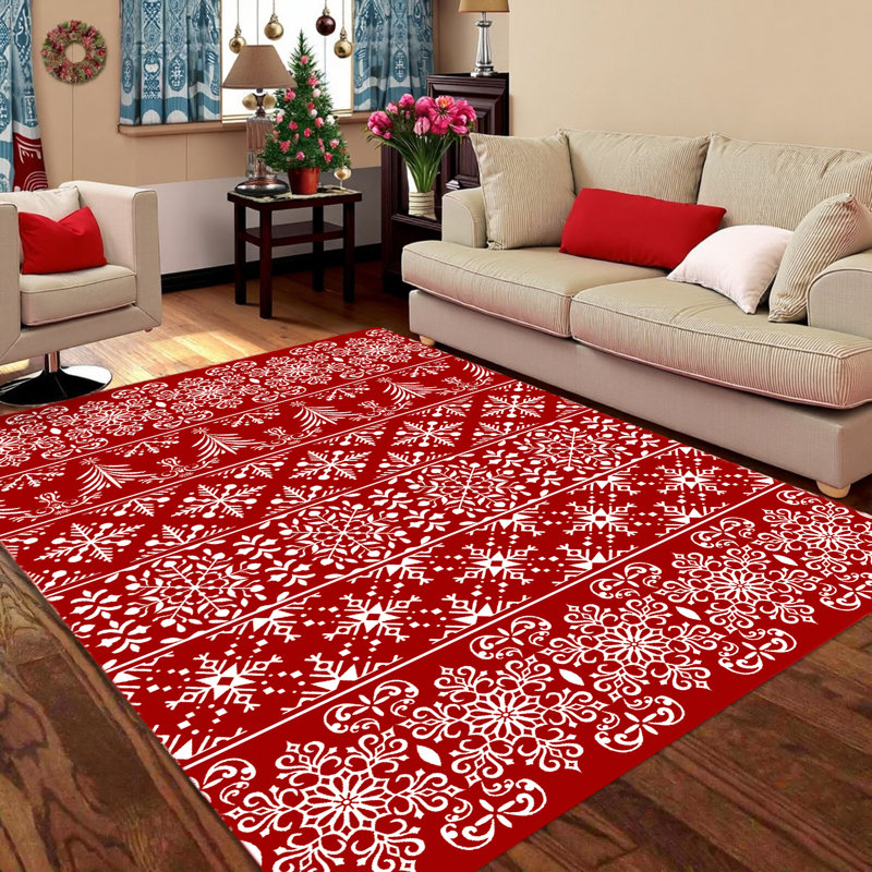 Kikumi Christmas Decorative Washable Area Rug With Non-Slip Backing, Rectangle 6' x 9'