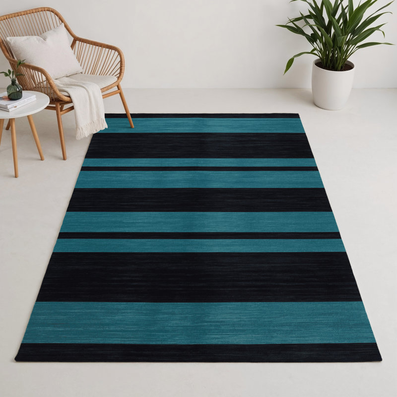 HorizontalStripes Gray Indoor and Outdoor Area Rug, Rectangle 3' x 5'