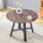 Modern Minimalist Round Multifunctional Table: 42 - Inch Diameter, MDF Tabletop With Deep Wood Grain, Black Metal Legs, Dual - Purpose As Dining & Coffee Table, Ideal For Home And Office Settings, Combining Style And Practicality