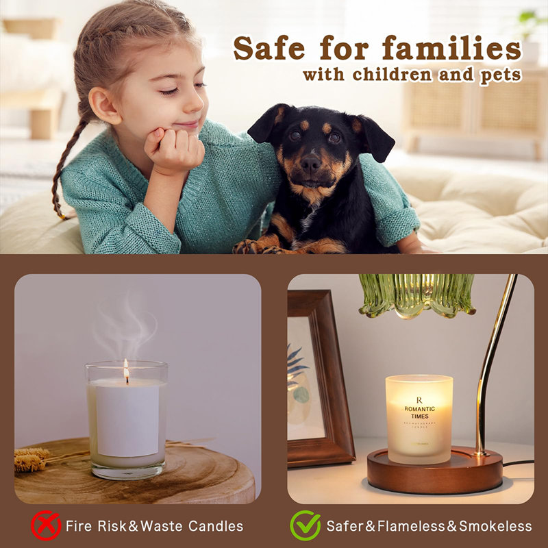 Lampe chauffante à bougie avec minuterie pour bougies, Vert clair