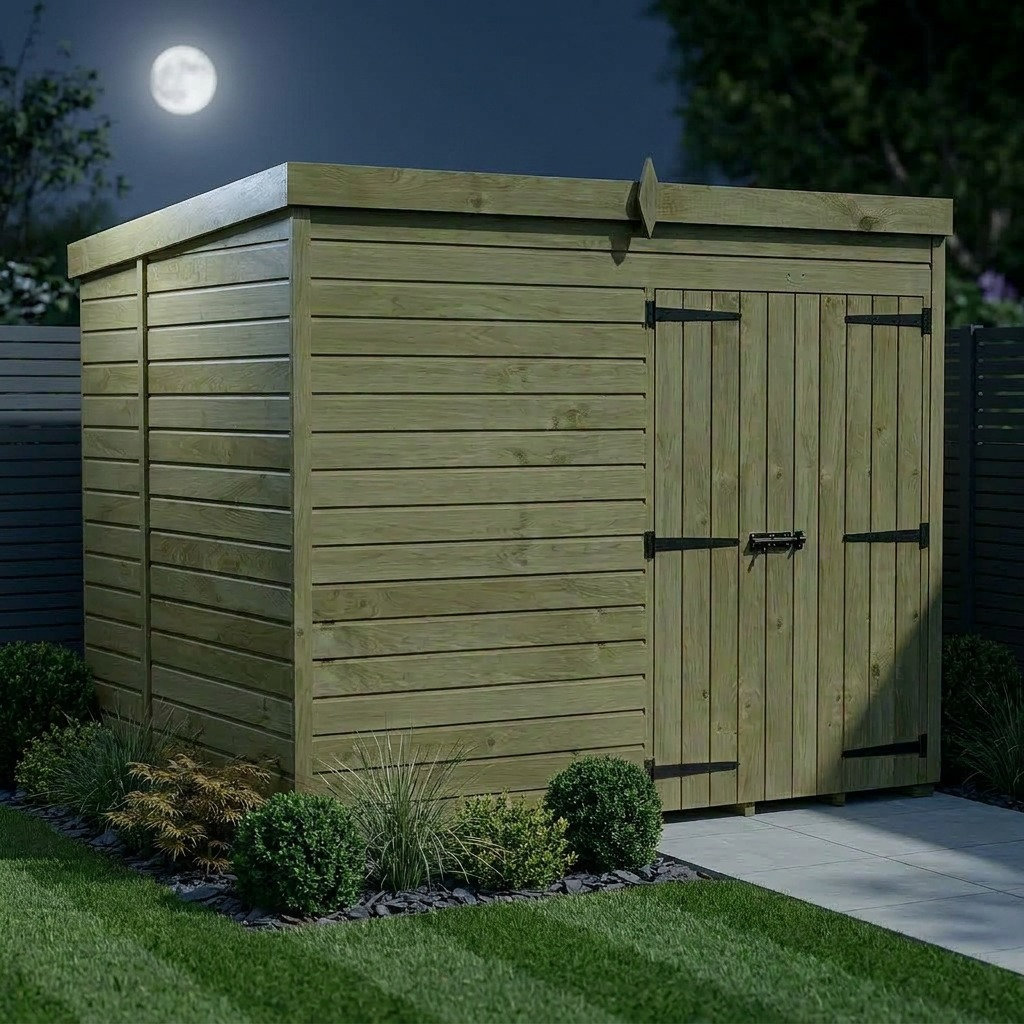 Total Sheds 8ft x 6ft Pent Garden Shed - Double Door - No Windows - Pressure Treated Timber - UK Manufactured
