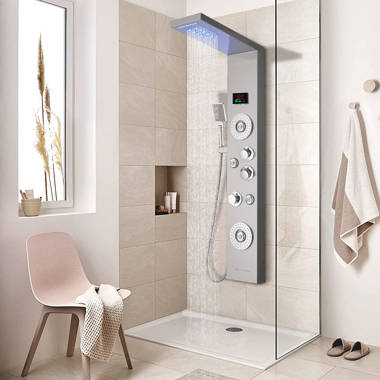 AlenArt Shower Panel Tower System Stainless Steel Rainfall Waterfall