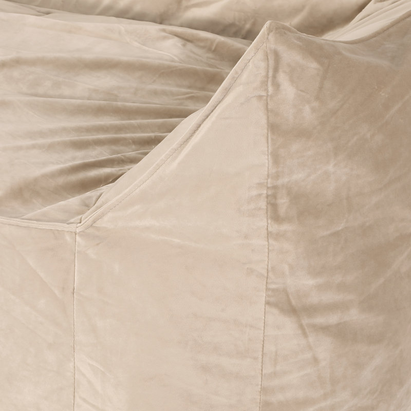 Fila Velveteen 2 Seater Oversized Bean Bag Chair With Armrests, Taupe, 32" H x 60" W x 40" D, Taupe