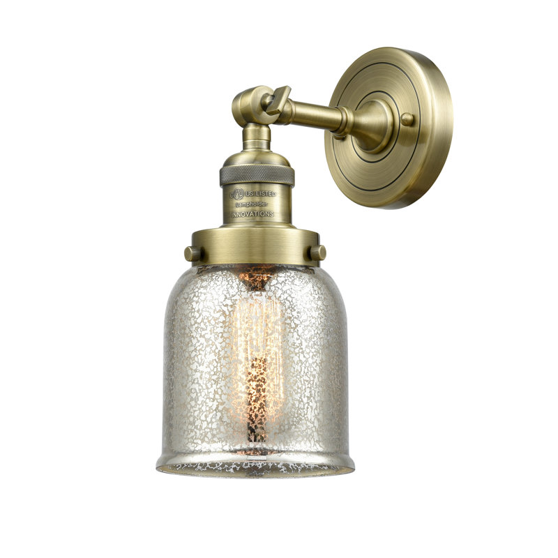 Bell - 1 Light 8" Sconce, Antique Brass, 6 Watt Vinage LED Bulb, Seedy